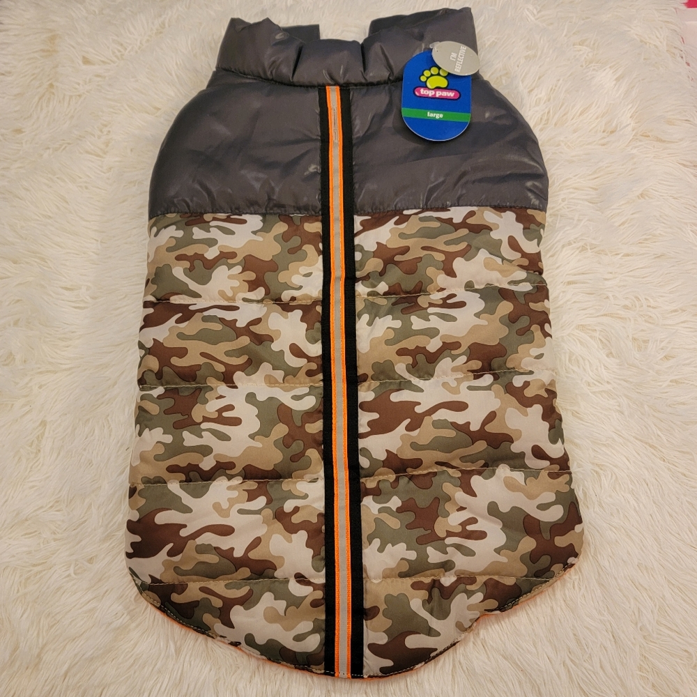 Nwt Top Paw DOG Camo Puffer Coat Size LG Reflective